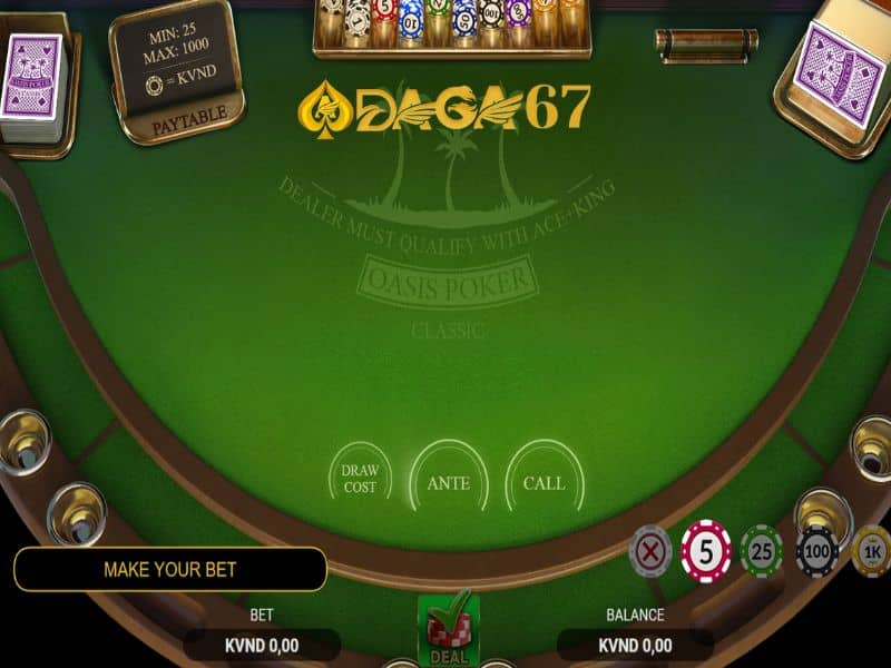 Các nút điều khiển đặt cược game bài poker được sắp xếp hợp lý